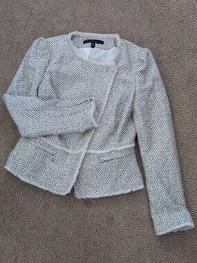 White House Black Market Tweed Asymmetrical Moto Blazer/ Jacket